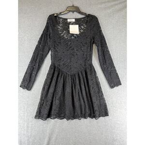 Anthropologie Nightcap Tulip Lace Mini Dress Size Medium Black